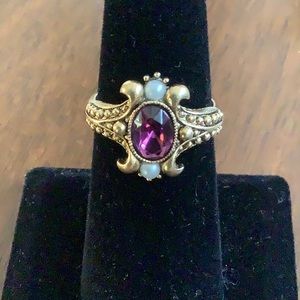 Vintage Avon Amethyst and Pearl Ring